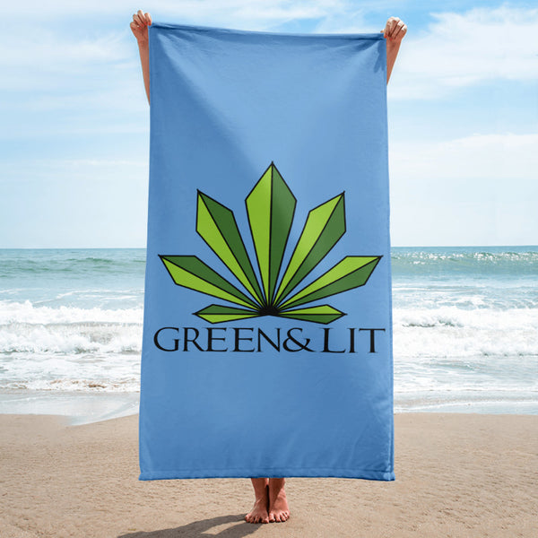 Green & Lit Blue Beach Towel, Size 30"x60" Inches