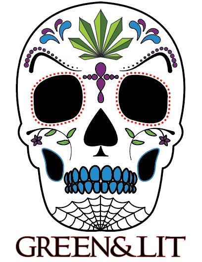 Green & Lit Candy Skull Design