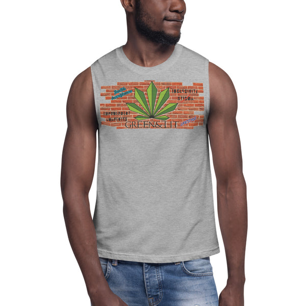 Green & Lit Brick Wall Tank Top for Men/Women