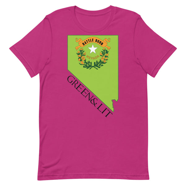 Green & Lit Nevada State Short-Sleeve T-Shirt for Men/Women