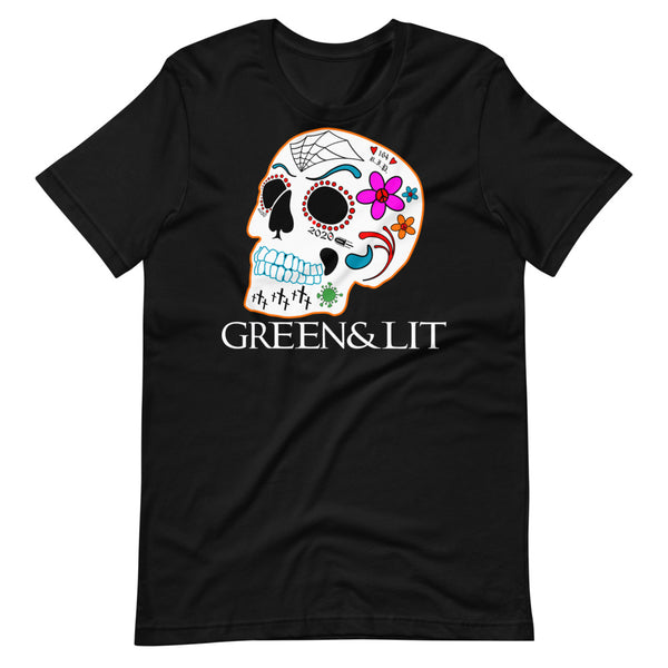 Black, Green & Lit, 2020 Candy Skull Short-Sleeve T-Shirt for Men/Women