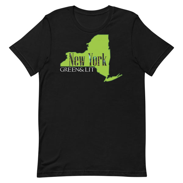 Black, Green & Lit, New York State Short-Sleeve T-Shirt for Men/Women