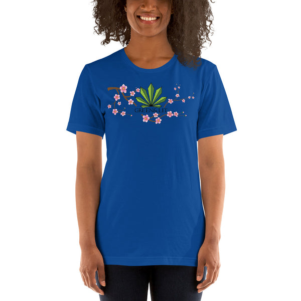 Green & Lit Cherry Blossom Short-Sleeve T-Shirt for Men/Women