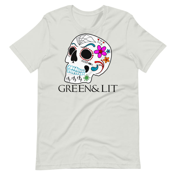 Silver, Green & Lit, 2020 Candy Skull Short-Sleeve T-Shirt for Men/Women