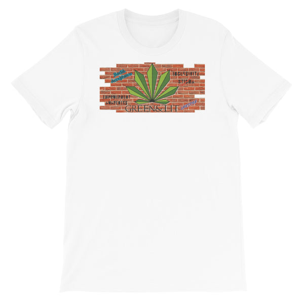 Green & Lit Brick Wall Design Short-Sleeve T-Shirt For Men/Women