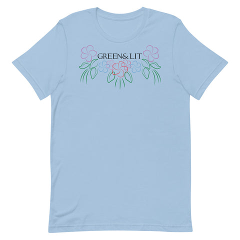 Light Blue Green & Lit Plumeria Short-Sleeve T-Shirt for Men/Women 