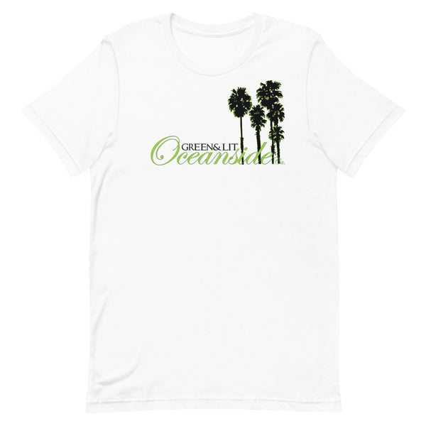 White, "Oceanside, CA - Silhouette " Short-Sleeve T-Shirt By Green & Lit, for Men/Women