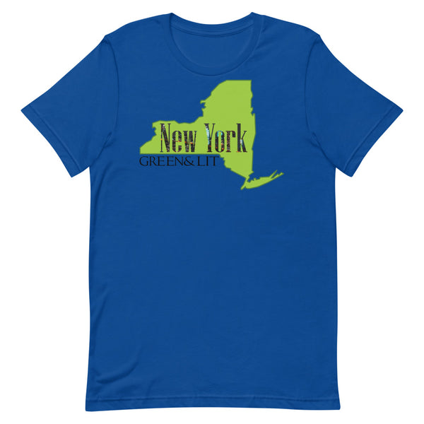 True Royal Blue, Green & Lit, New York State Short-Sleeve T-Shirt for Men/Women