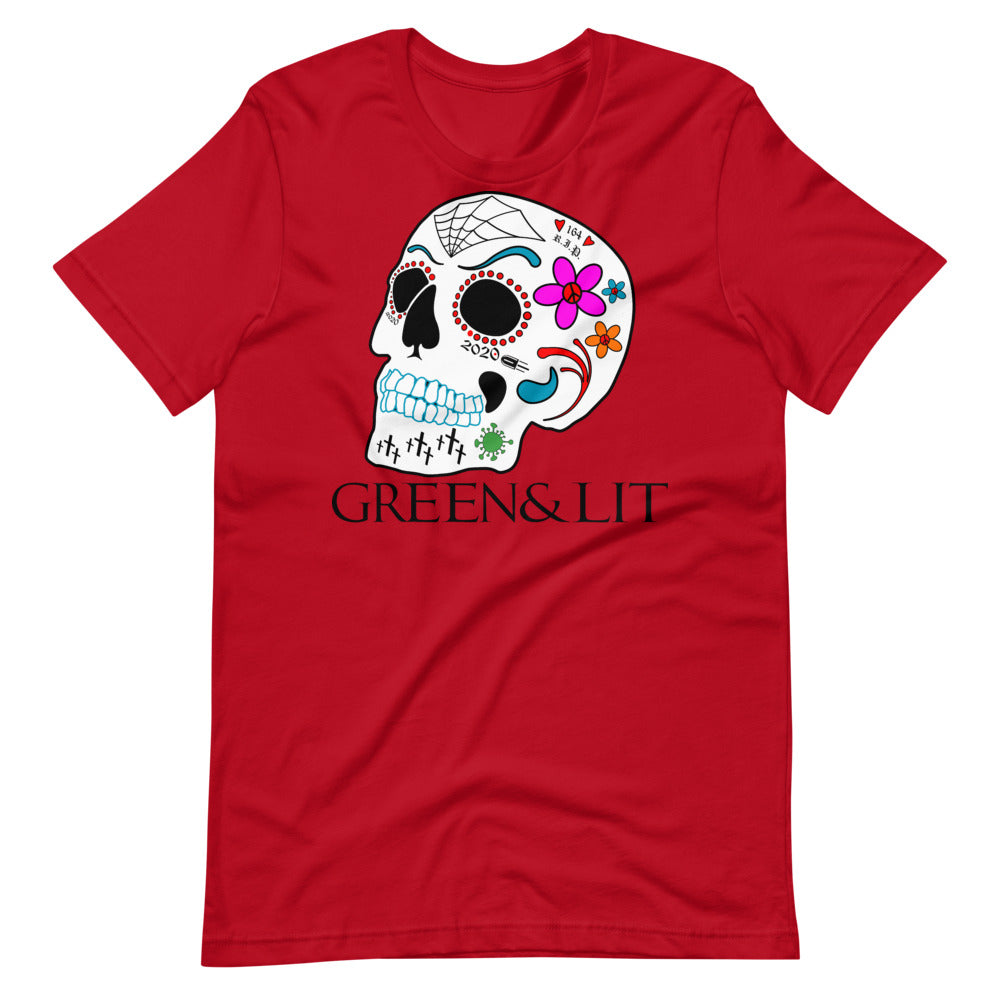 Red, Green & Lit, 2020 Candy Skull Short-Sleeve T-Shirt for Men/Women