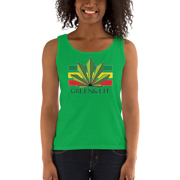 Green & Lit Women's Striped Tank Top