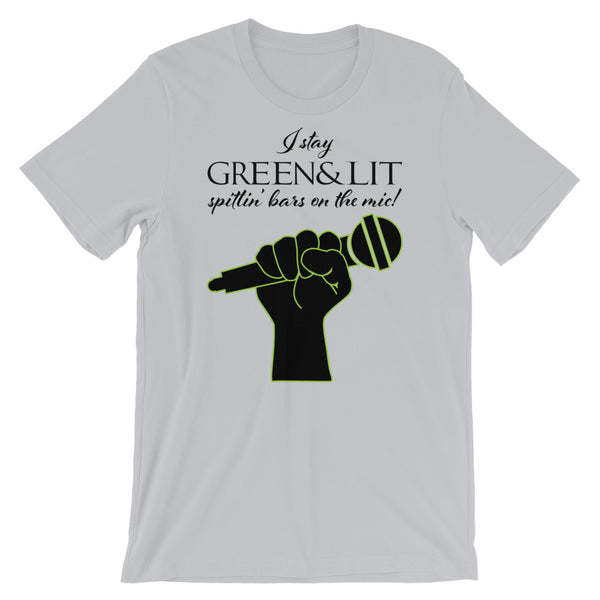 Green & Lit Spittin' Bars on the Mic T-Shirt for Men/Women