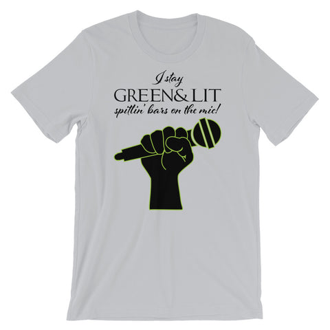 Green & Lit Spittin' Bars on the Mic T-Shirt for Men/Women