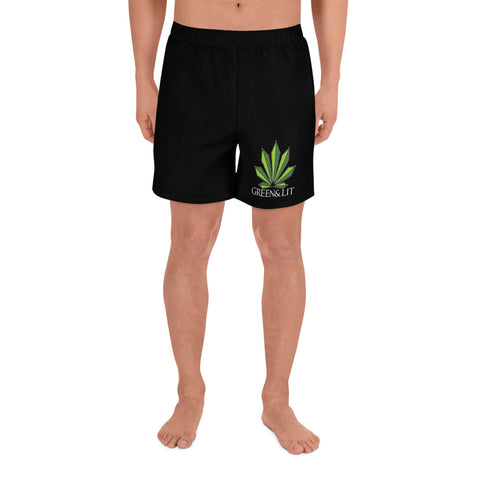 Green & Lit Men's Black Athletic Shorts