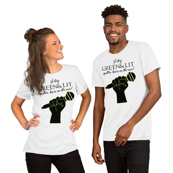 Green & Lit Spittin' Bars on the Mic T-Shirt for Men/Women