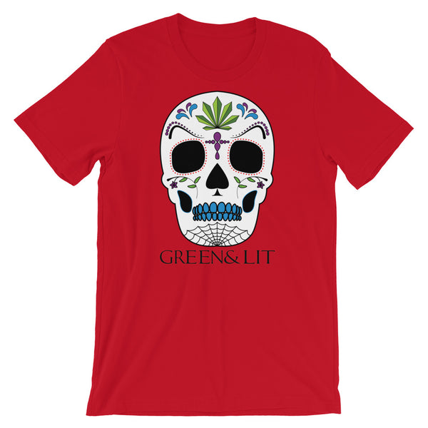 Green & Lit Candy Skull Short-Sleeve T-Shirt for Men/Women