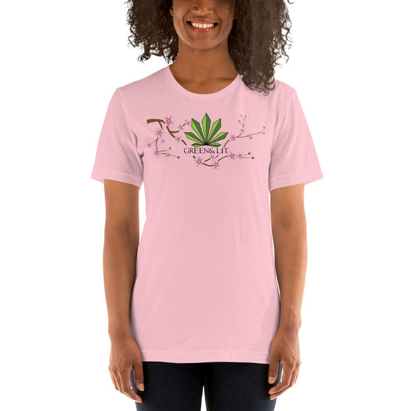 Green & Lit Cherry Blossom Short-Sleeve T-Shirt for Men/Women