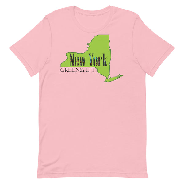 Pink, Green & Lit, New York State Short-Sleeve T-Shirt for Men/Women