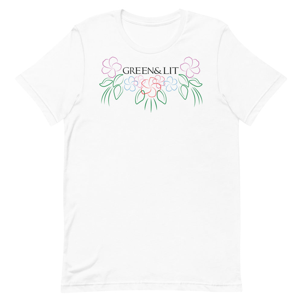 White Green & Lit Plumeria Short-Sleeve T-Shirt for Men/Women 