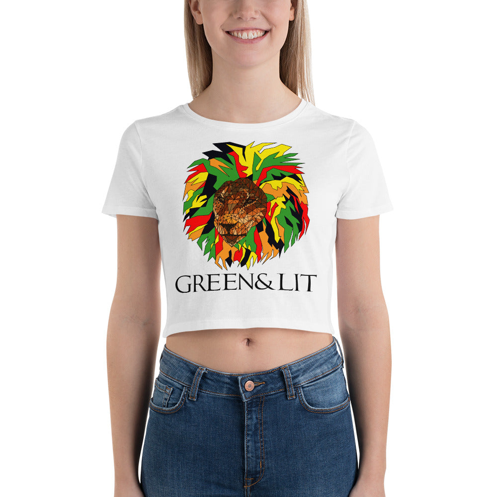 Green & Lit Women’s Lion Crop Top Tee