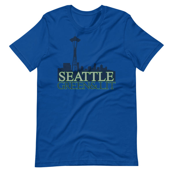 True Royal Blue, Green & Lit, Seattle Short-Sleeve T-Shirt for Men/Women