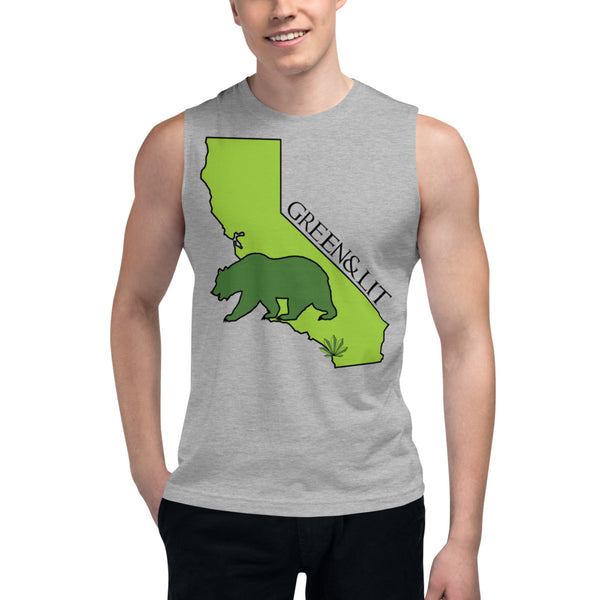 Green & Lit Cali Bear Tank Top for Men/Women