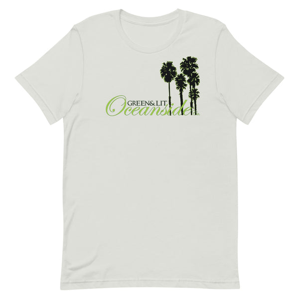 Silver, "Oceanside, CA - Silhouette " Short-Sleeve T-Shirt By Green & Lit, for Men/Women