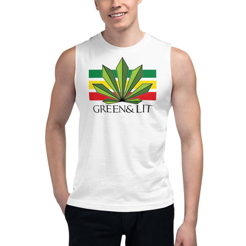 Green & Lit Men's Striped Muscle Shirt