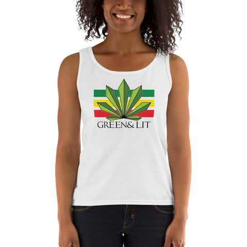 Green & Lit Women's Striped Tank Top