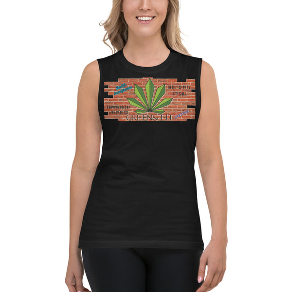 Green & Lit Brick Wall Tank Top for Men/Women