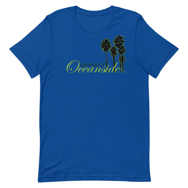 True Royal Blue, "Oceanside, CA - Silhouette " Short-Sleeve T-Shirt By Green & Lit, for Men/Women