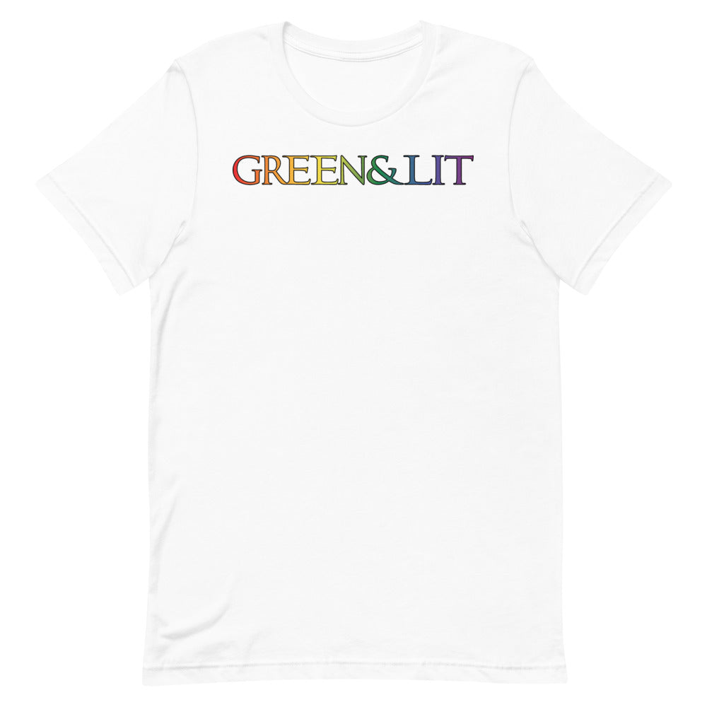 White, Green & Lit, Rainbow Theme Short-Sleeve T-Shirt for Men/Women