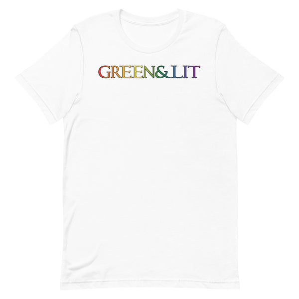 White, Green & Lit, Rainbow Theme Short-Sleeve T-Shirt for Men/Women