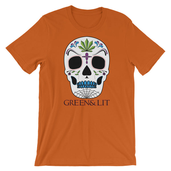 Green & Lit Candy Skull Short-Sleeve T-Shirt for Men/Women