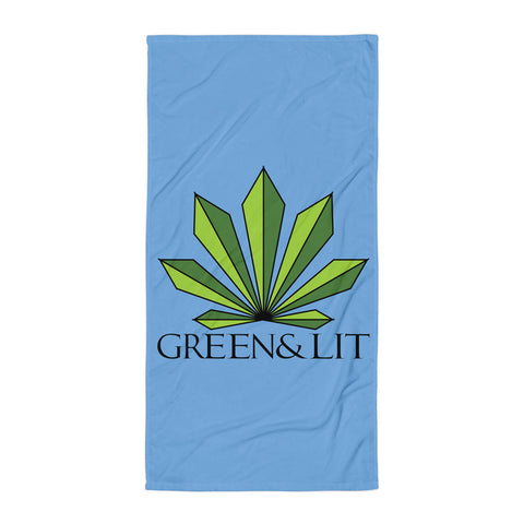 Green & Lit Blue Beach Towel, Size 30"x60" Inches