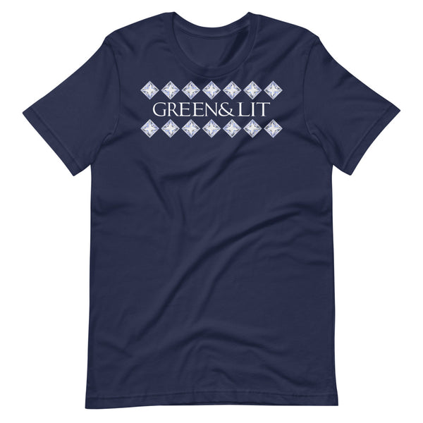 Navy Blue, Green & Lit, Diamond Short-Sleeve T-Shirt for Men/Women