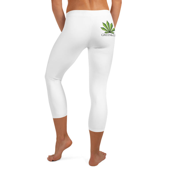 Green & Lit White Capri Leggings