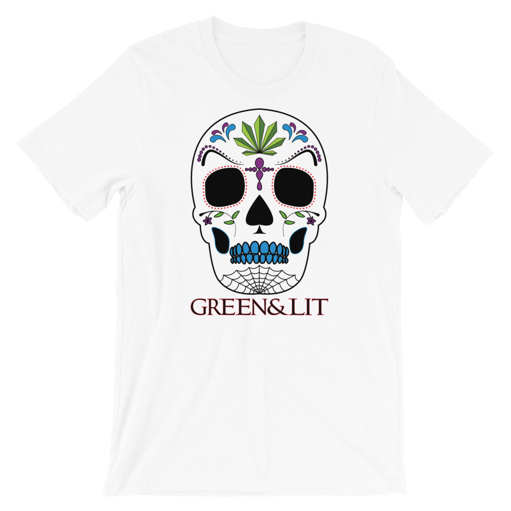 Green & Lit Candy Skull Short-Sleeve T-Shirt for Men/Women