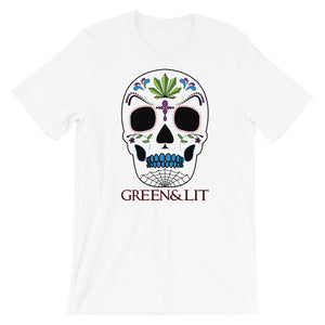 Green & Lit Candy Skull Short-Sleeve T-Shirt for Men/Women