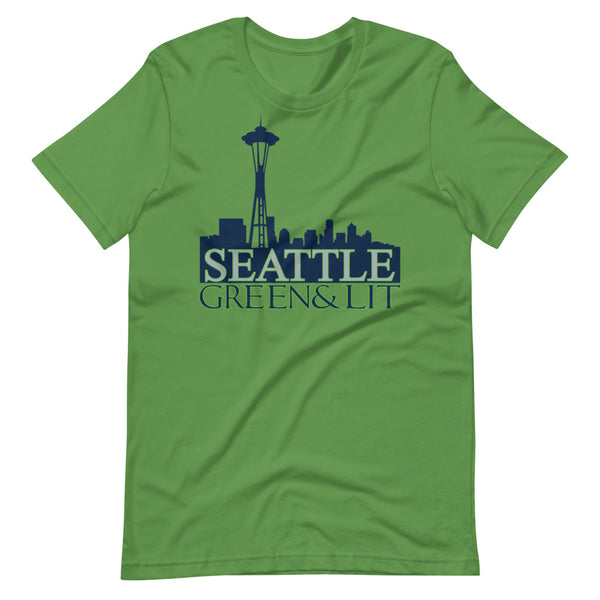 Leaf Green, Green & Lit, Seattle Short-Sleeve T-Shirt for Men/Women