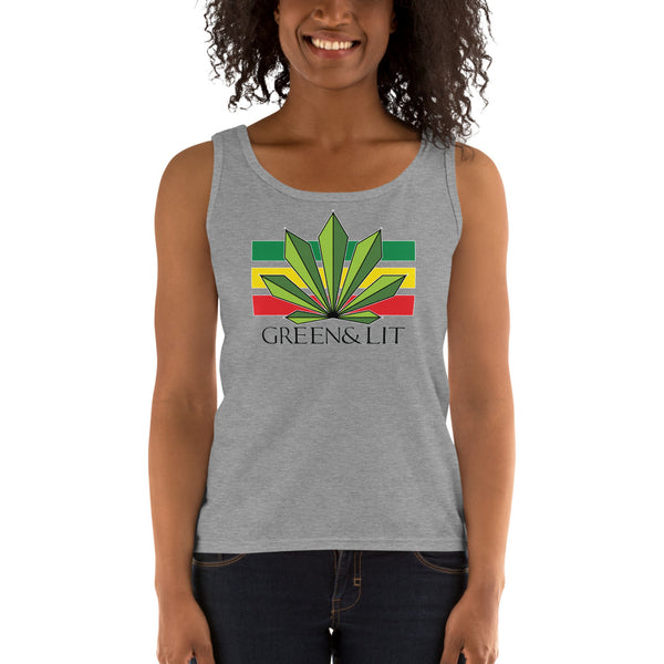 Green & Lit Women's Striped Tank Top