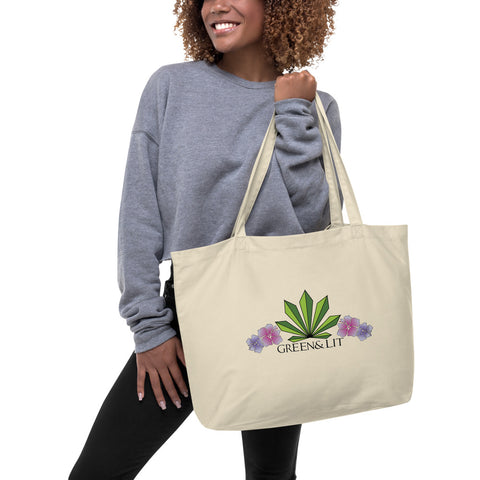 Green & Lit Large Organic Tote Bag