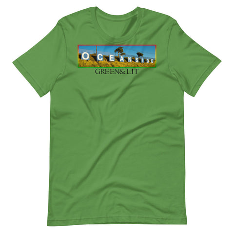 Leaf Green, Green & Lit, Rasta Oceanside Sign Short-Sleeve T-Shirt For Men/Women 