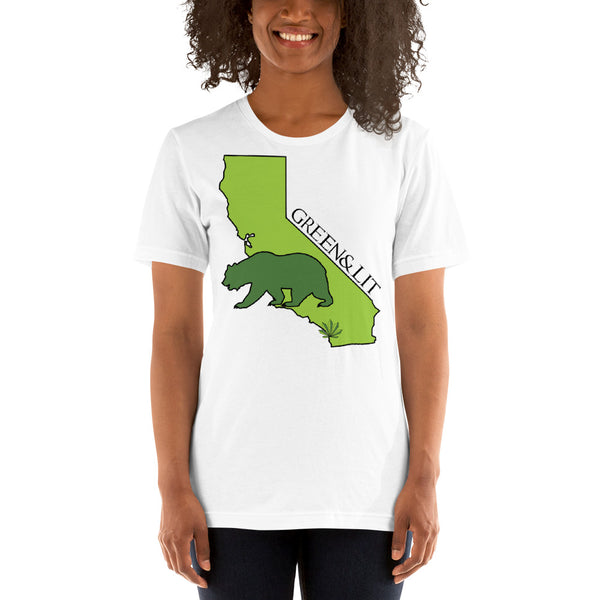 Green & Lit Cali Bear T-Shirt for Men/Women