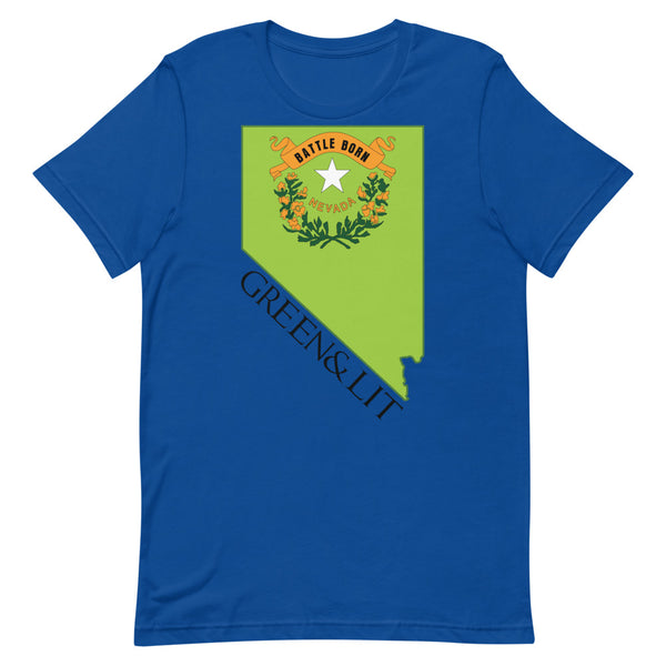 Green & Lit Nevada State Short-Sleeve T-Shirt for Men/Women