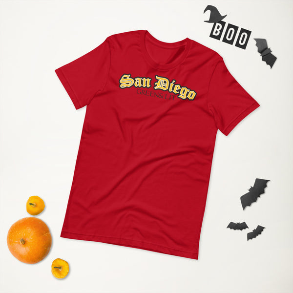 Red, Green & Lit, San Diego Short-Sleeve T-Shirt for Men/Women