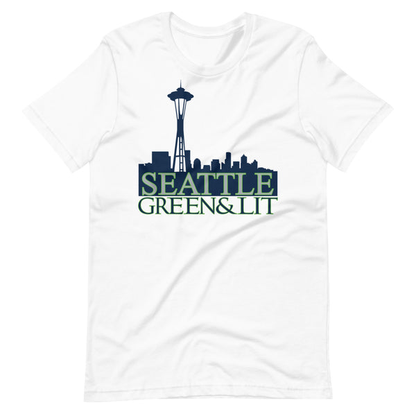 White, Green & Lit, Seattle Short-Sleeve T-Shirt for Men/Women