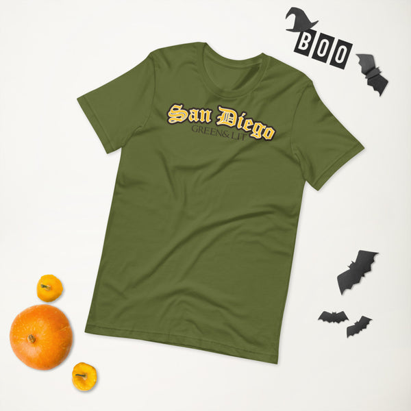 Olive Green, Green & Lit, San Diego Short-Sleeve T-Shirt for Men/Women