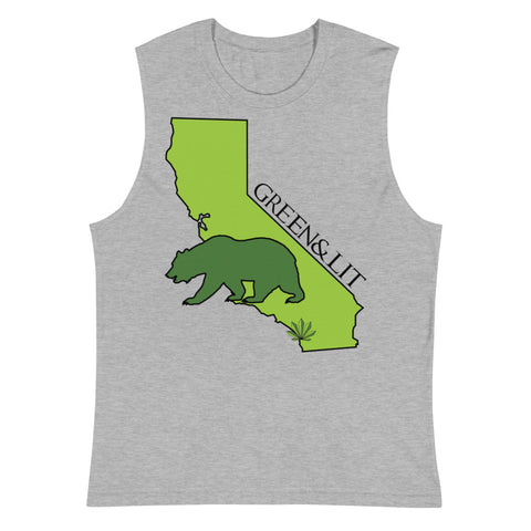 Green & Lit Cali Bear Tank Top for Men/Women