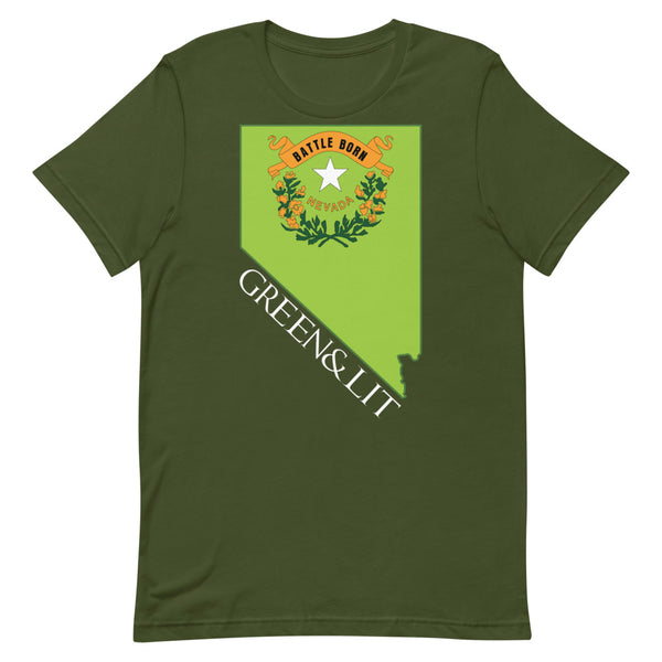 Green & Lit Nevada State Short-Sleeve T-Shirt for Men/Women