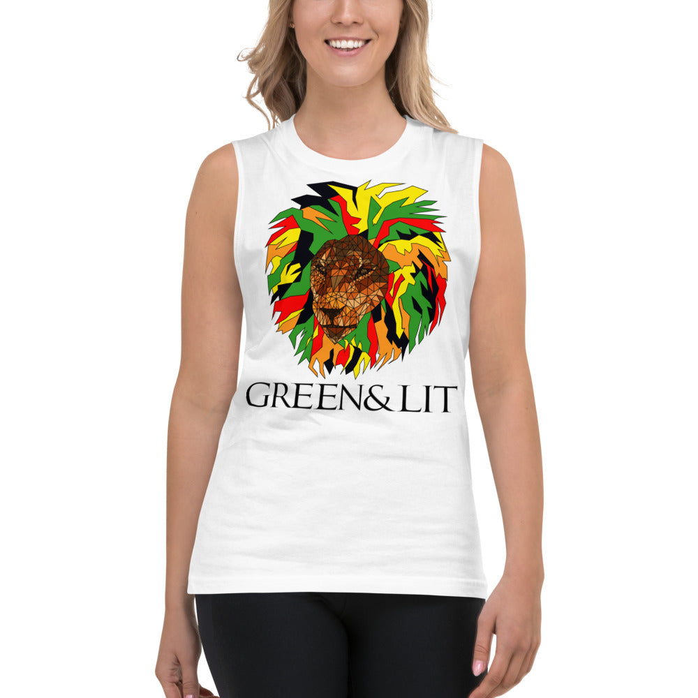 Green & Lit Lion Muscle Shirt for Men/Women